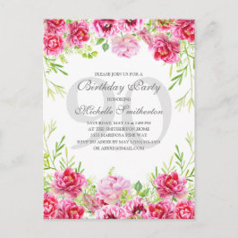Die 90. Geburtstagsparty der hellrosa Floral Women Postkarte
