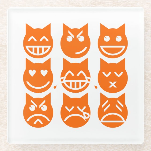 Die 9 Leben der Emoji-Katze Glasuntersetzer (Vorderseite)