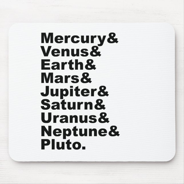 Die 9 Planeten des Sonnensystems (vor 2006) Mousepad (Vorne)