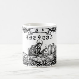 Die 9-to-5-Tarotkarte | Lustiges Firmenskelett Kaffeetasse