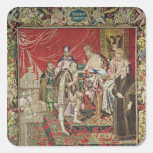 Die Abdankung von Charles V Quadratischer Aufkleber