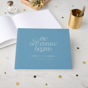 Die Abenteuer Beginnen Denim Blau Hochzeit Gästebuch