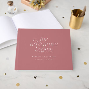 Die Abenteuer Beginnen Dusty Pink Hochzeit Gästebuch