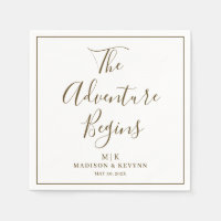 Die Abenteuer beginnen minimal  | Hochzeitsserviet