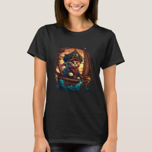 Die Abenteuer von Captain Cat Pirate Cat Design T-Shirt