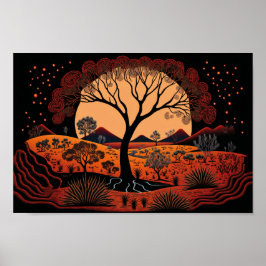 Die aborigine-Kunst Inspiriert Landschaft, Punkart Poster