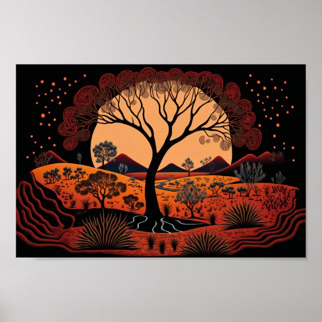 Die aborigine-Kunst Inspiriert Landschaft, Punkart Poster (Vorne)
