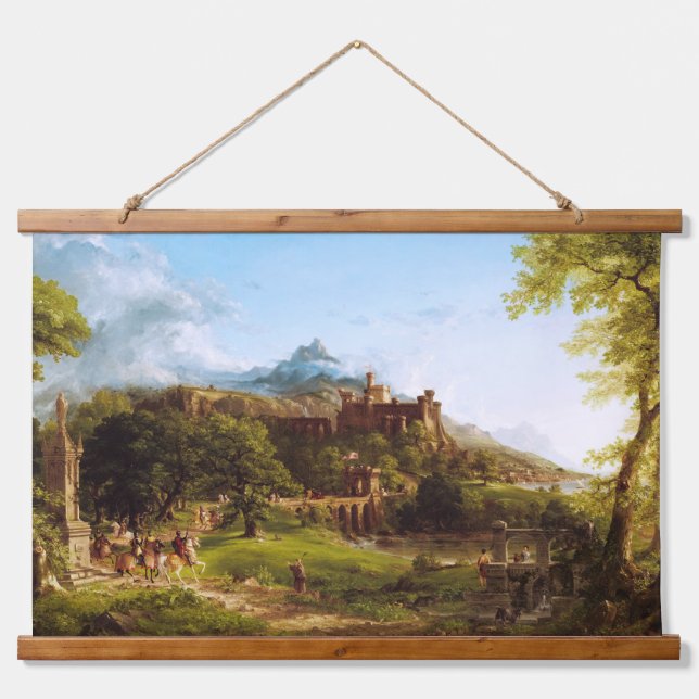 Die Abreise von Thomas Cole Wandteppich Mit Holzrahmen (Vorne)