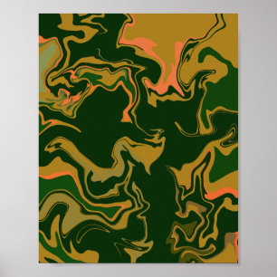 Die Abstrakte Kunst der Erde im Grünen & Golden Br Poster