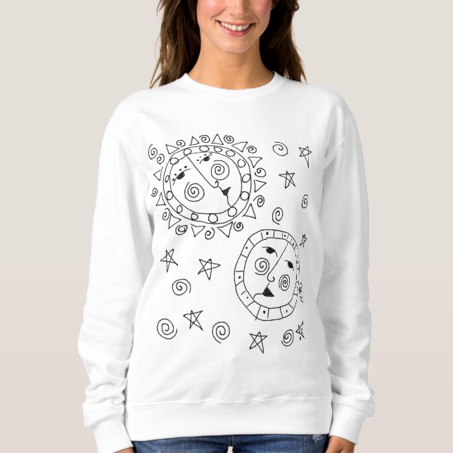 Die Abstrakte Kunst von Sonne und Mond Sweatshirt (Vorderseite)