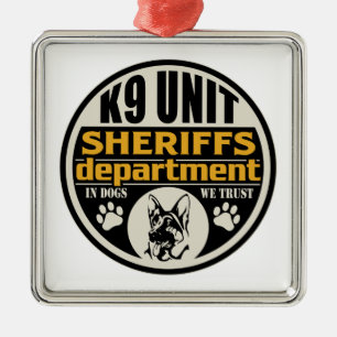 Die Abteilung des Sheriffs der Einheits-K9 Silbernes Ornament