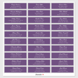 Die Adresse der lila Gäste. Hochzeitstiefel Aufkleber