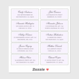 Die Adresse der lila Gäste. Hochzeitstiefel Aufkleber