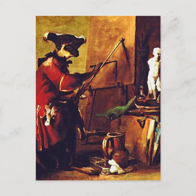Die Affenmalerin Postkarte (Vorderseite)