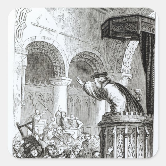 Die Affray in der Hohen Kirche, Edinburgh Quadratischer Aufkleber (Vorderseite)