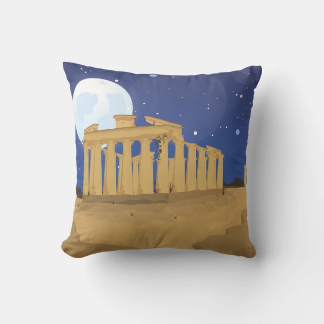 Die Akropolis des Athener Cartoon Kissen (Vorderseite)