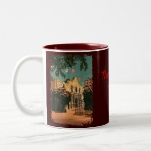 Die Alamo-Vintage Texas-Kaffee-Tasse Zweifarbige Tasse