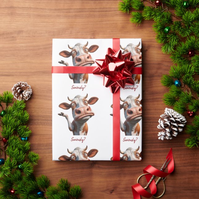 Die Alberne Kuh - "Ernsthaft?" Funny Quote Design Geschenkpapier (Feiertagsgeschenk)
