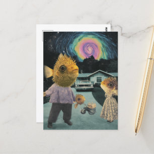 Die Alberne Surreal Fish Family Postkarte
