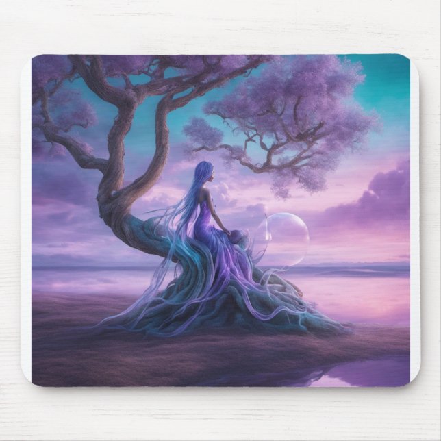 Die Alien, die zur Erde fliegt (unter einem Baum) Mousepad (Vorne)