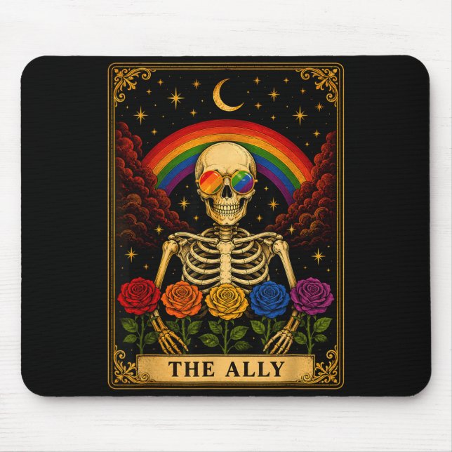 Die Ally-Tarotkarte Skelett Regenbogen Stolz  Mousepad (Vorne)