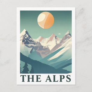 Die Alpen Sonnengeometrische Europäische Skiberg Postkarte