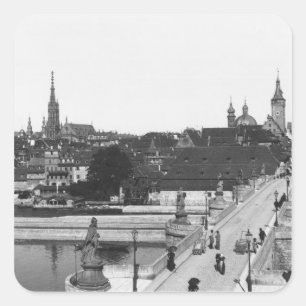 Die alte Brücke über der Fluss-Hauptleitung Quadratischer Aufkleber