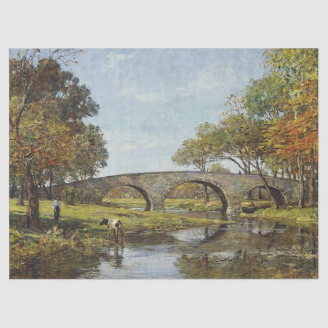 Die alte Brücke (von Theodore Robinson) Seidenpapier (Vorderseite)