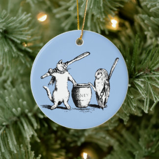 Die alte Eule und der Pussycat Keramik Ornament