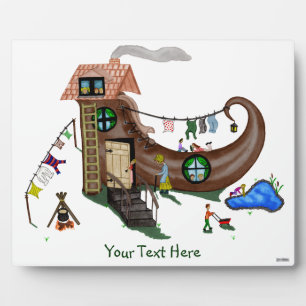 Die alte Frau im Schuh Fotoplatte