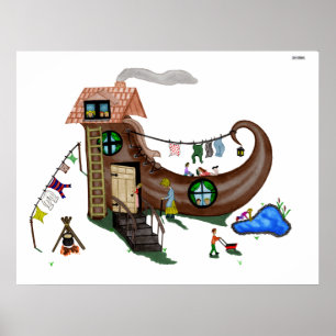 Die alte Frau im Schuh Poster