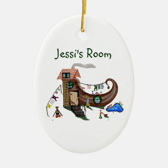 Die alte Frau im Schuh (Türknall) Keramik Ornament (Vorne)