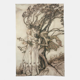 Die alte Frau im Wald von Arthur Rackham Geschirrtuch