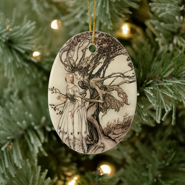 Die alte Frau im Wald von Arthur Rackham Keramik Ornament (Baum)