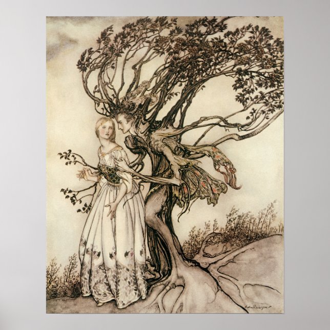 Die alte Frau im Wald von Arthur Rackham Poster (Vorne)