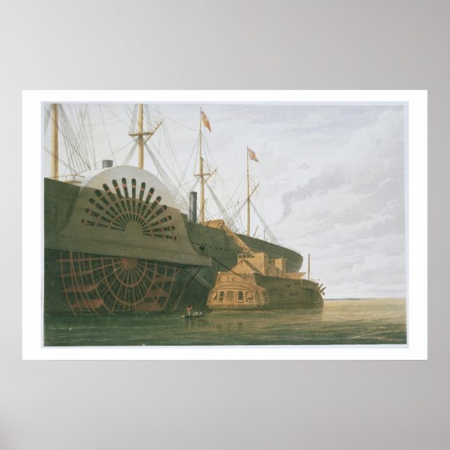Die alte Frigate HMS Agamemnon mit ihrem Gewicht v Poster (Vorne)