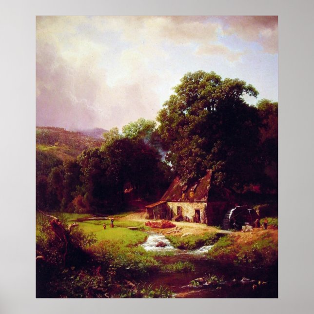 Die alte Mühle von Albert Bierstadt Poster (Vorne)