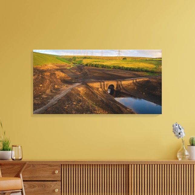 Die alte Packpferd-Brücke von Baitings Leinwanddruck (Insitu (Wohnzimmer))