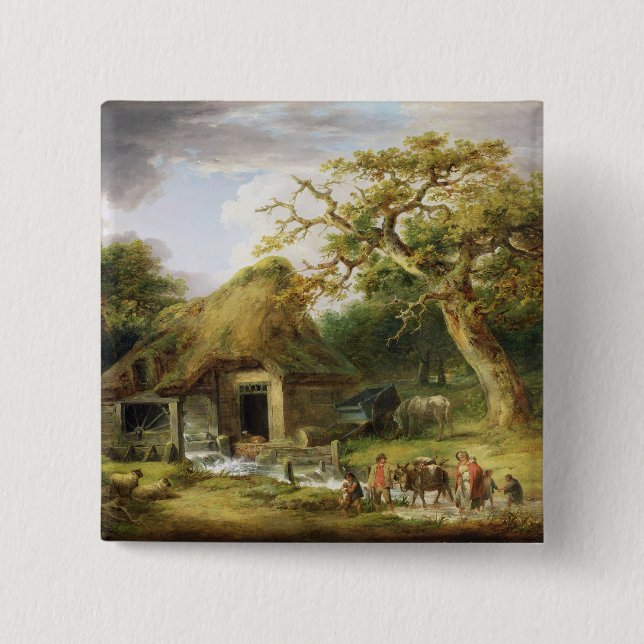 Die alte Wasser-Mühle, 1790 (Öl auf Leinwand) Button (Vorderseite)
