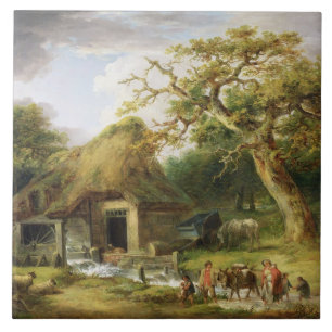 Die alte Wasser-Mühle, 1790 (Öl auf Leinwand) Fliese