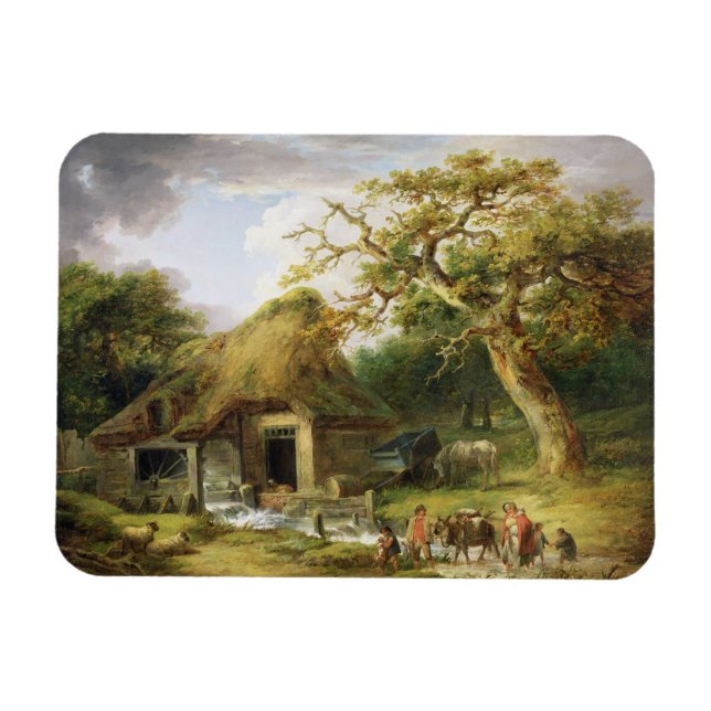 Die alte Wassermühle von 1790 (Öl auf Leinwand) Magnet (Horizontal)