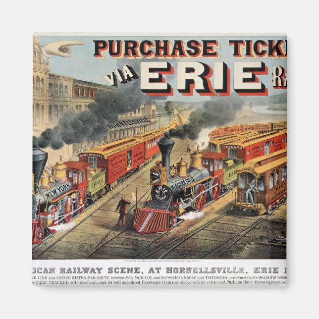 Die amerikanische Bahnlandschaft in Hornellsville Magnet (Vorne)