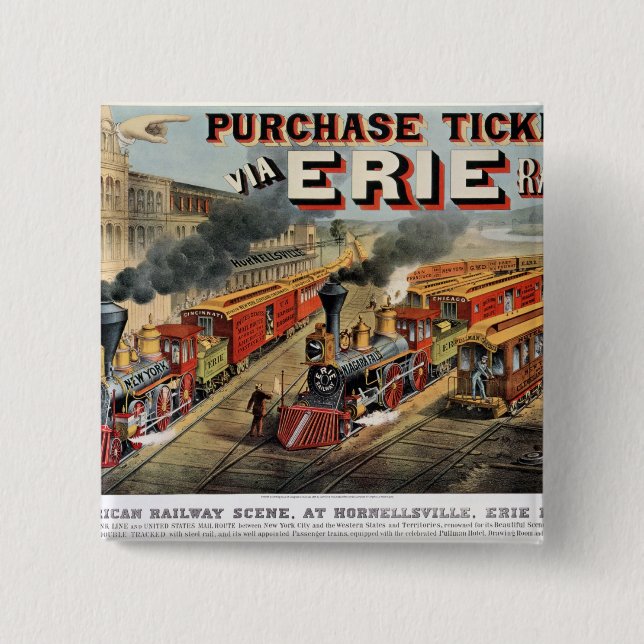 Die amerikanische Bahnszene bei Hornellsville Button (Vorderseite)