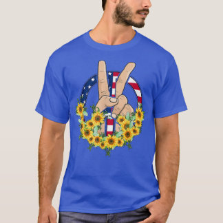 Die amerikanische Fahne "Peace Hand in Peace Sunfl T-Shirt