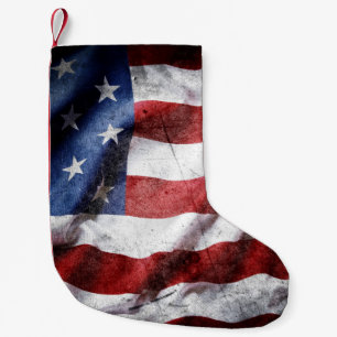 Die amerikanische Fahne schmiegen. Kleiner Weihnachtsstrumpf