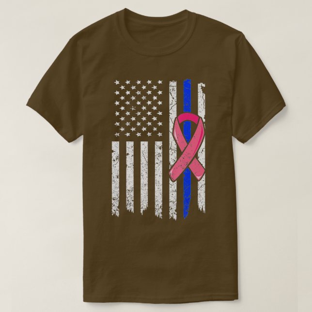 Die amerikanische Flagge der Brustkrebspolizei Ros T-Shirt (Design vorne)