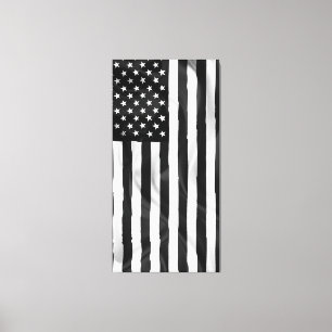 Die amerikanische Flagge in Schwarz und Weiß Leinwanddruck