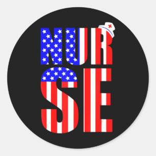 Die amerikanische Flagge Nurse 4. Juli RN LPN Nurs Runder Aufkleber