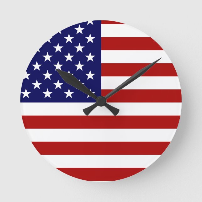 Die amerikanische Flagge Runde Wanduhr (Vorderseite)