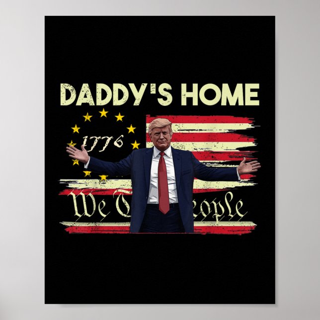 Die amerikanische Flagge Trump trotzt Zuhause We T Poster (Vorne)